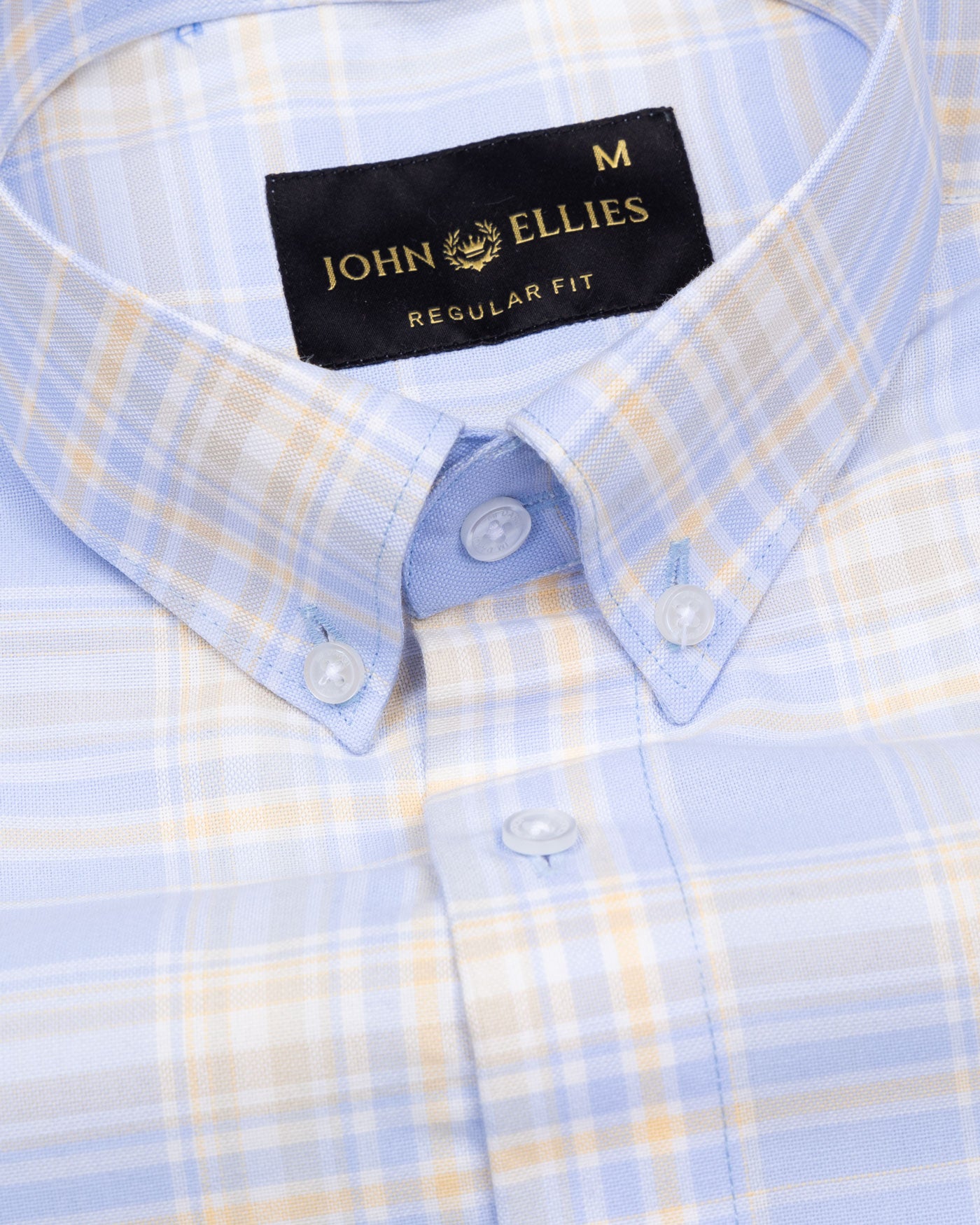 Plaksy Sky Blue Checked Button Down Cotton Shirt - John Ellies