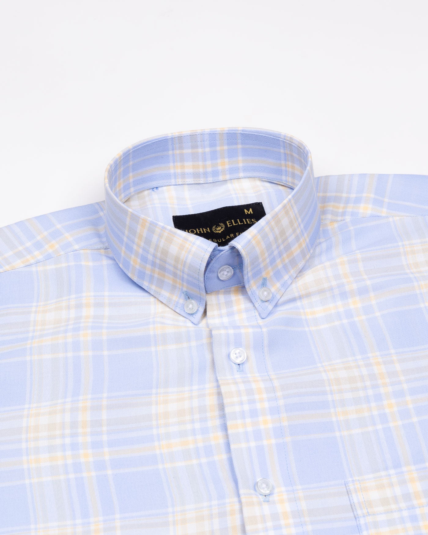 Plaksy Sky Blue Checked Button Down Cotton Shirt - John Ellies