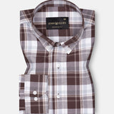 Plaksy Brown Checked Button Down Cotton Shirt - John Ellies