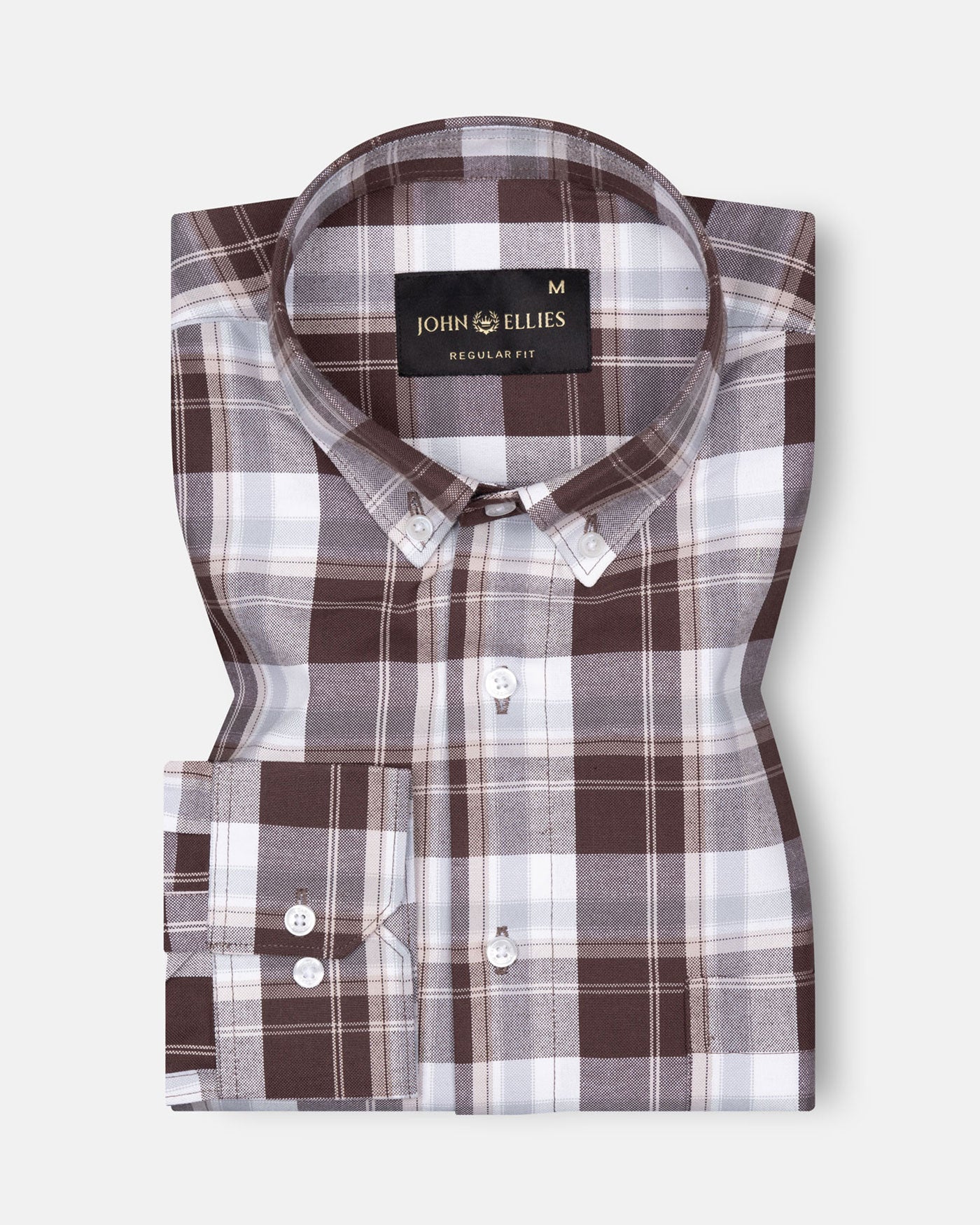 Plaksy Brown Checked Button Down Cotton Shirt - John Ellies