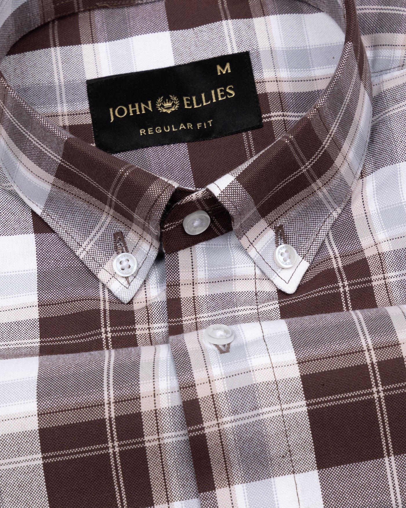 Plaksy Brown Checked Button Down Cotton Shirt - John Ellies