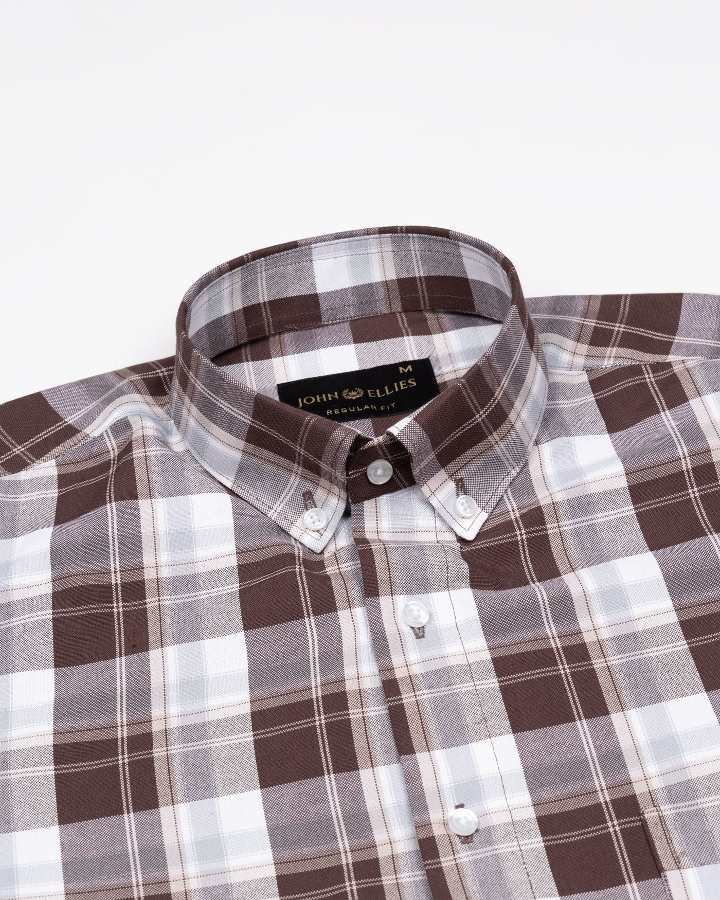 Plaksy Brown Checked Button Down Cotton Shirt - John Ellies