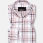 Plaksy Peach Checked Button Down Cotton Shirt - John Ellies