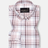 Plaksy Peach Checked Button Down Cotton Shirt - John Ellies