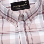 Plaksy Peach Checked Button Down Cotton Shirt - John Ellies