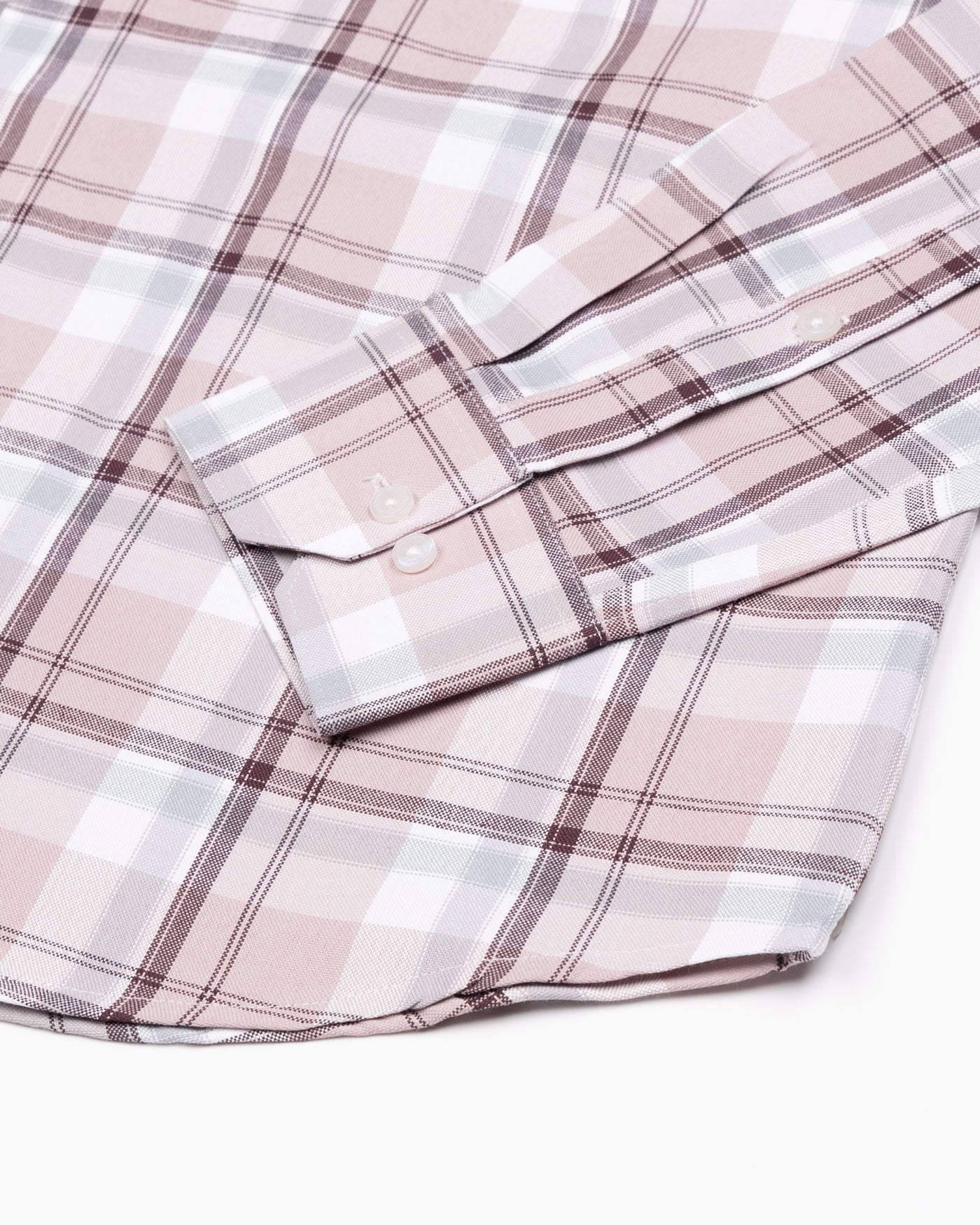 Plaksy Peach Checked Button Down Cotton Shirt - John Ellies