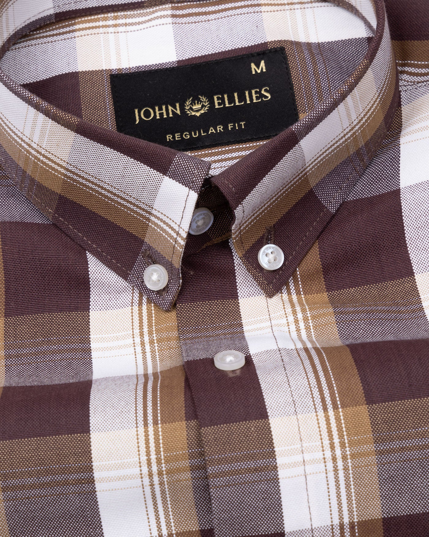 Plaksy Brown And White Checked Button Down Cotton Shirt - John Ellies