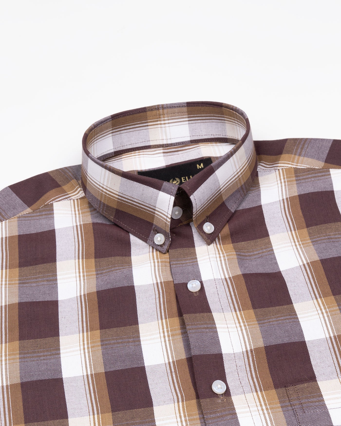 Plaksy Brown And White Checked Button Down Cotton Shirt - John Ellies