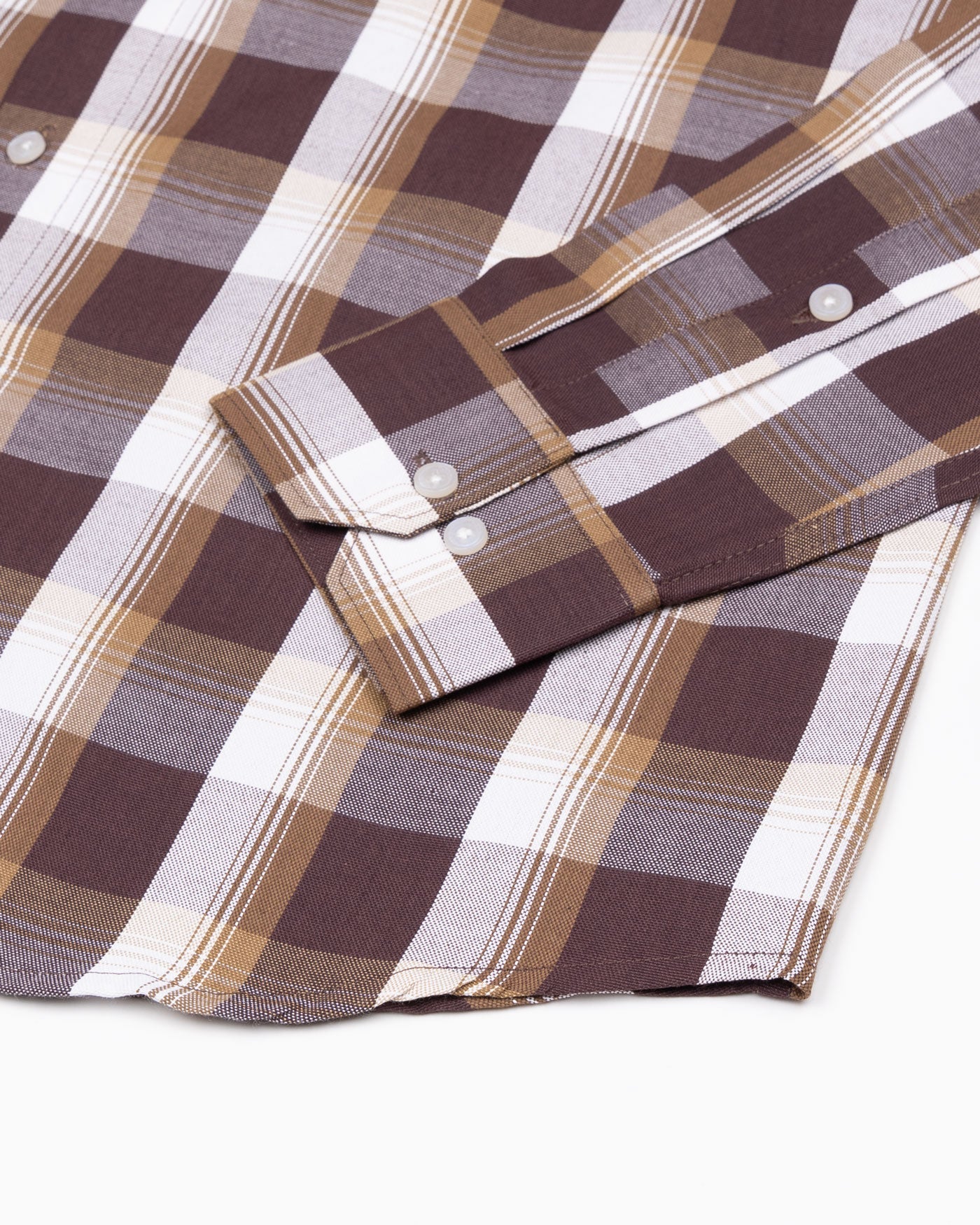 Plaksy Brown And White Checked Button Down Cotton Shirt - John Ellies