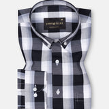 Plaksy Black And White Checked Button Down Cotton Shirt - John Ellies