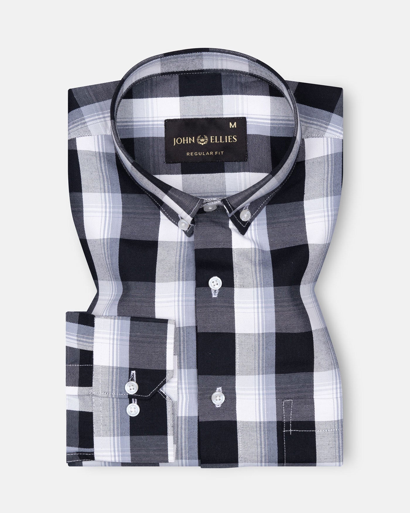 Plaksy Black And White Checked Button Down Cotton Shirt - John Ellies