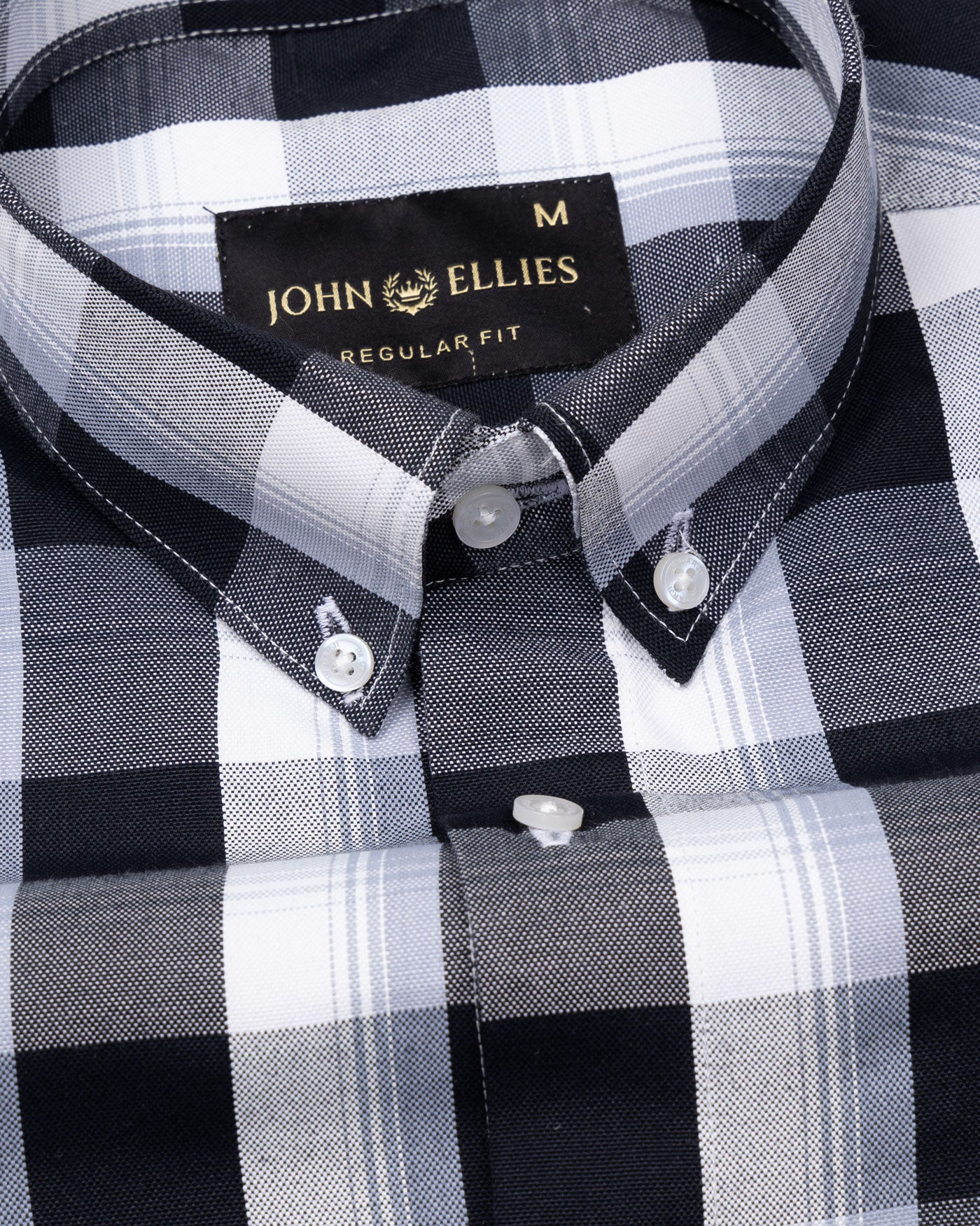 Plaksy Black And White Checked Button Down Cotton Shirt - John Ellies