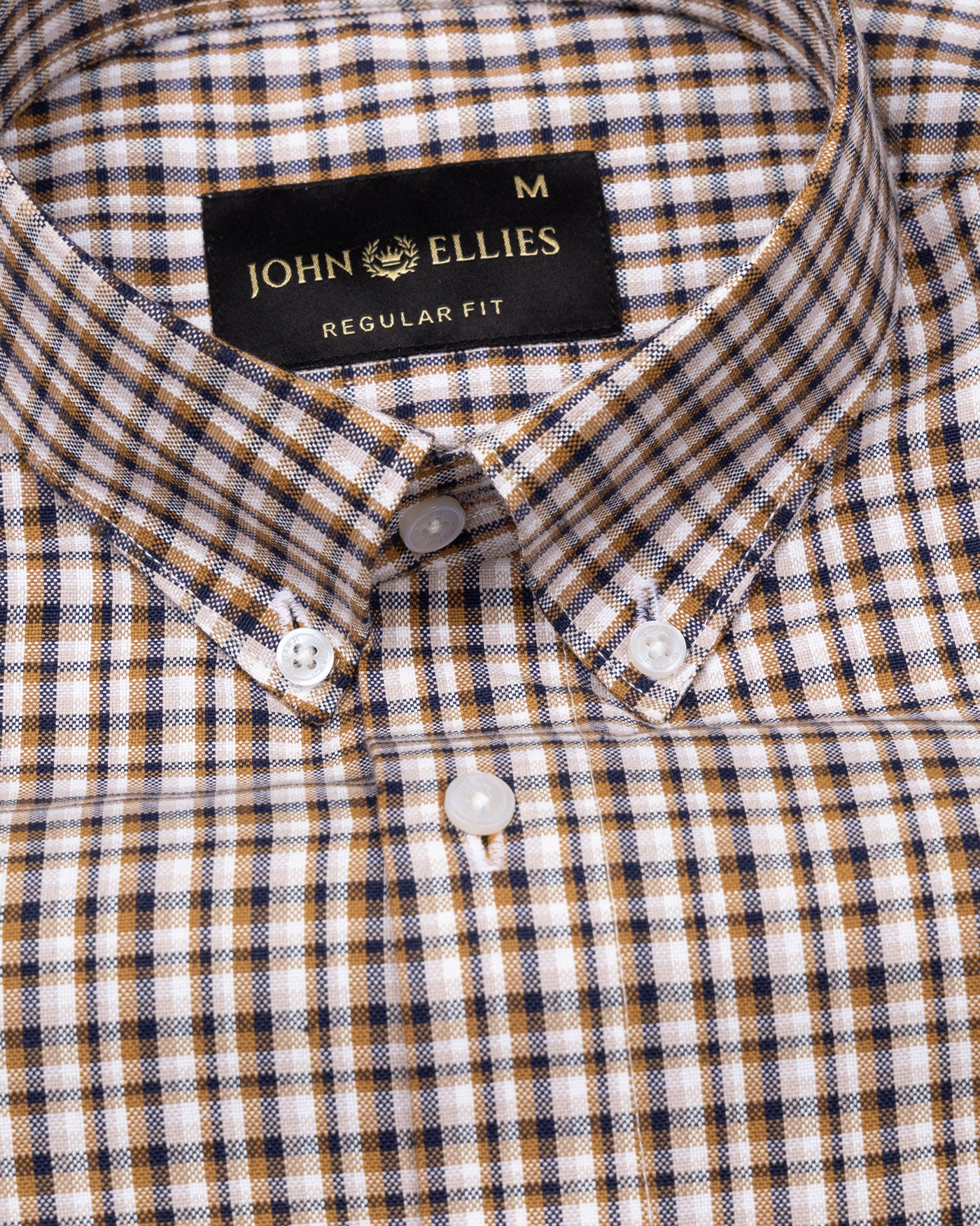 Tauris Brown Checked Button Down Cotton Shirt - John Ellies