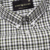 Tauris Green Checked Button Down Cotton Shirt - John Ellies