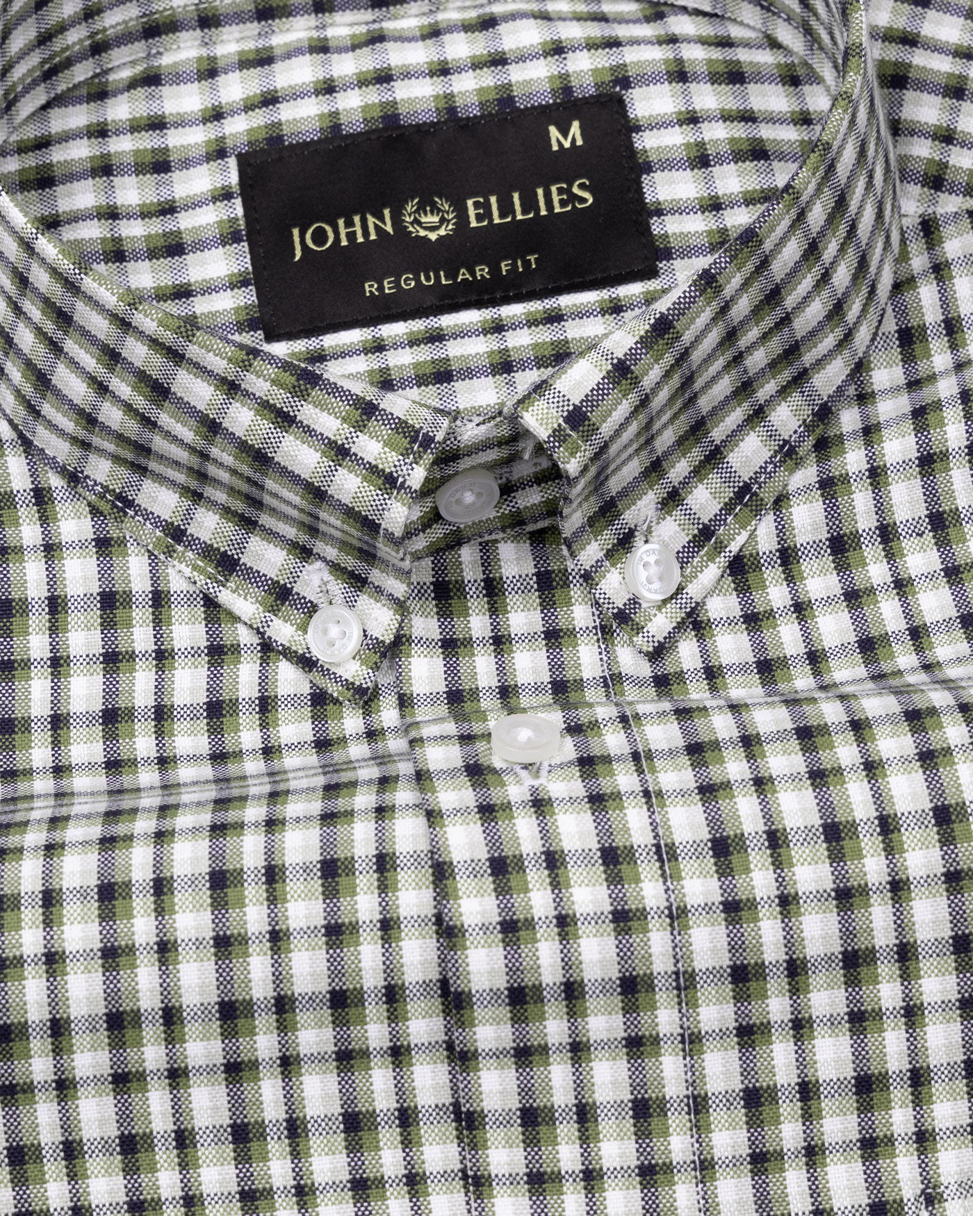 Tauris Green Checked Button Down Cotton Shirt - John Ellies