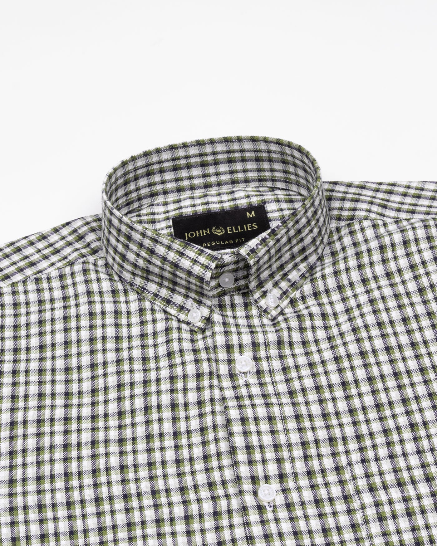 Tauris Green Checked Button Down Cotton Shirt - John Ellies