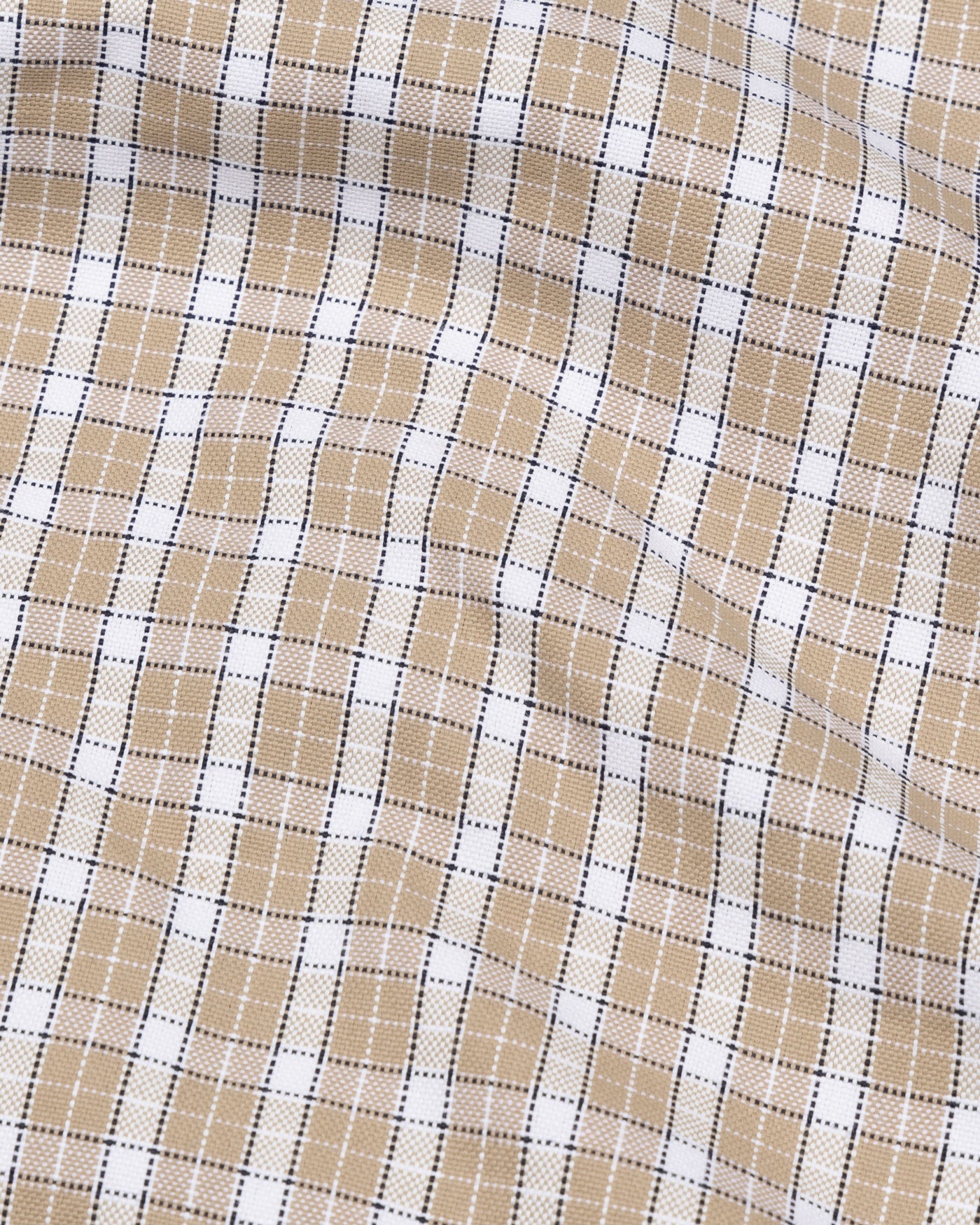 Tauris Khaki Brown Checked Button Down Cotton Shirt - John Ellies