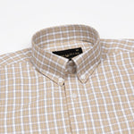 Tauris Khaki Brown Checked Button Down Cotton Shirt - John Ellies