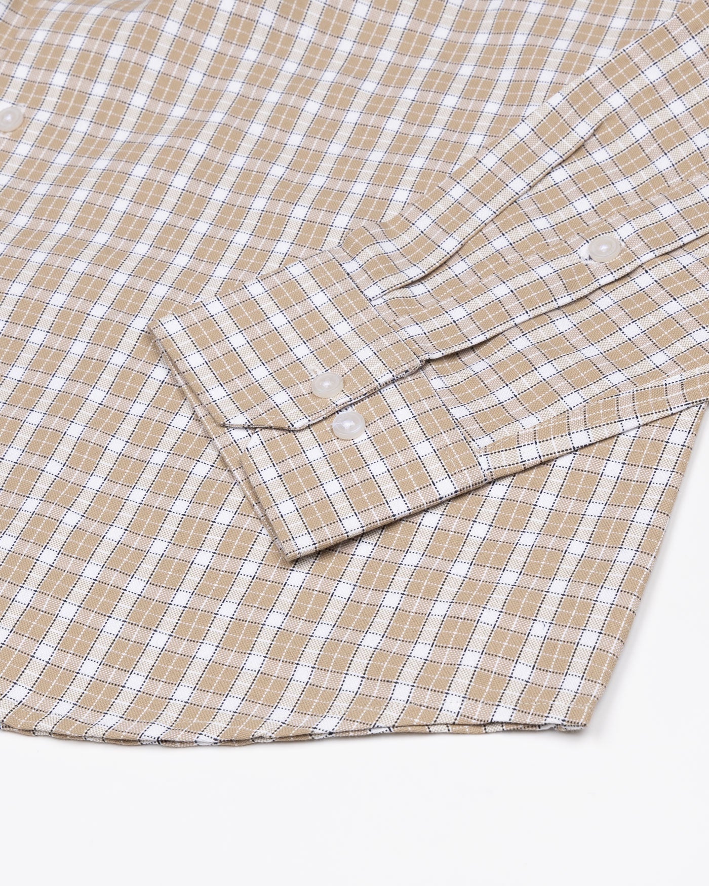 Tauris Khaki Brown Checked Button Down Cotton Shirt - John Ellies