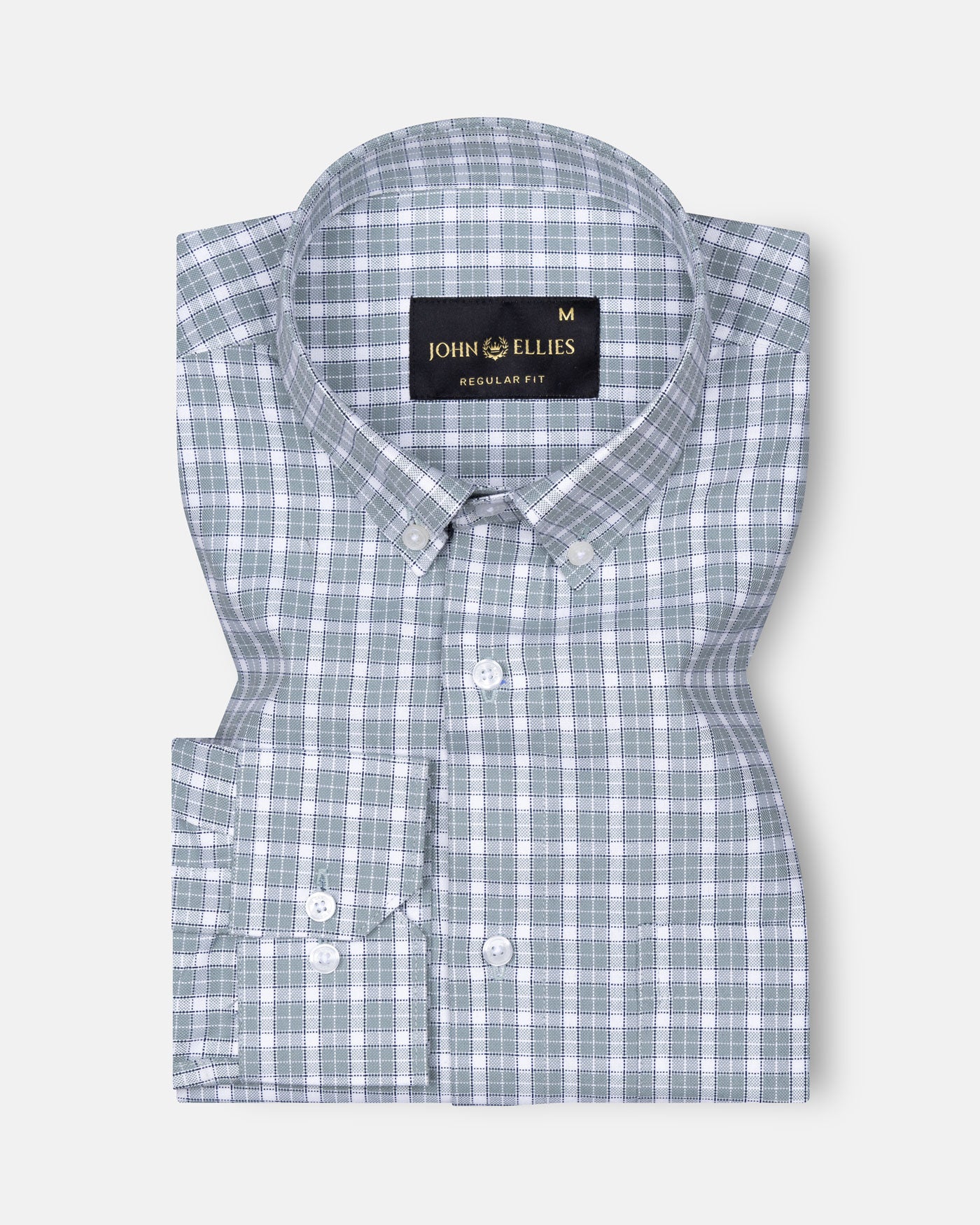 Tauris Olive Checked Button Down Cotton Shirt - John Ellies