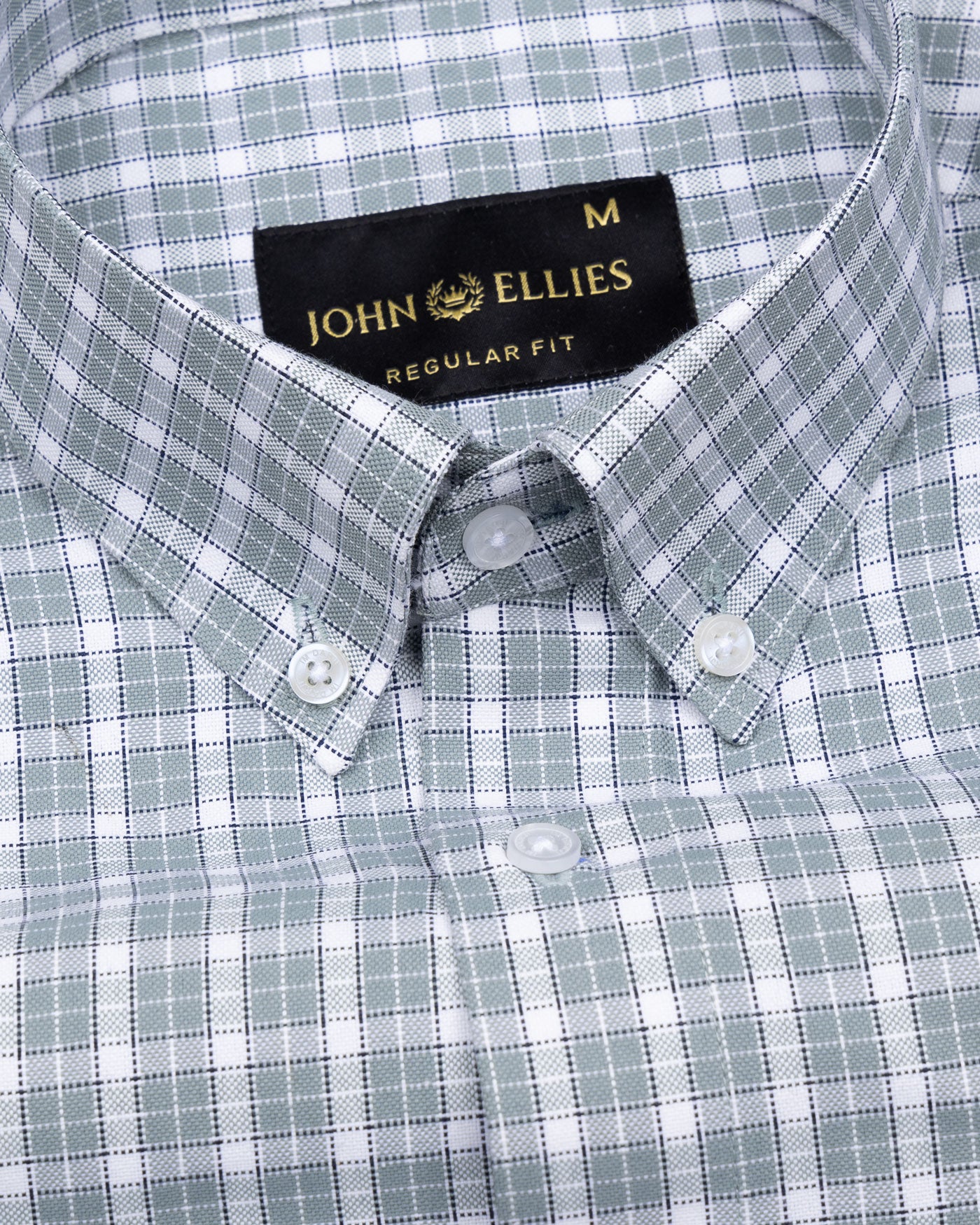 Tauris Olive Checked Button Down Cotton Shirt - John Ellies