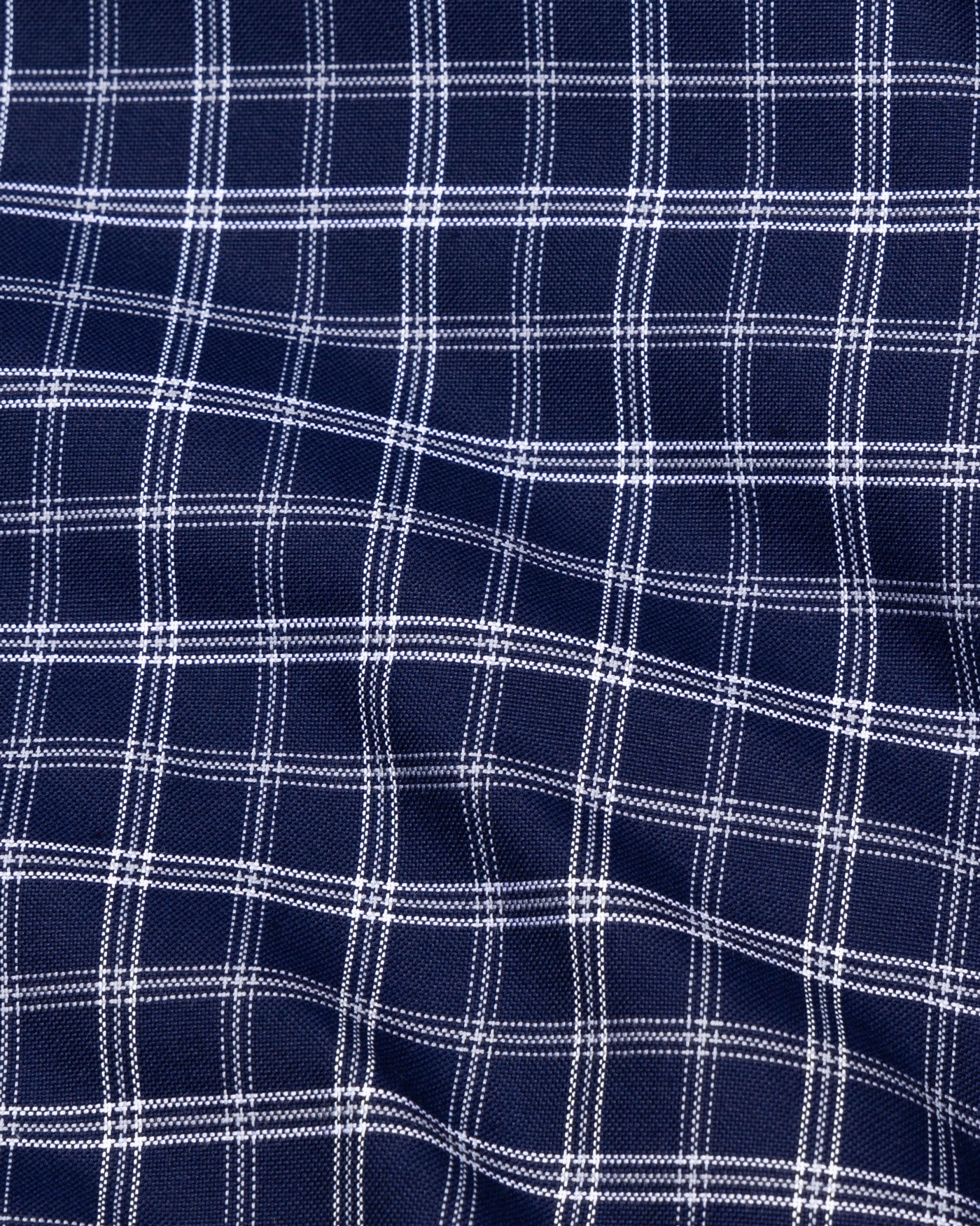 Tauris Navy Blue Checked Button Down Cotton Shirt - John Ellies