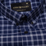 Tauris Navy Blue Checked Button Down Cotton Shirt - John Ellies