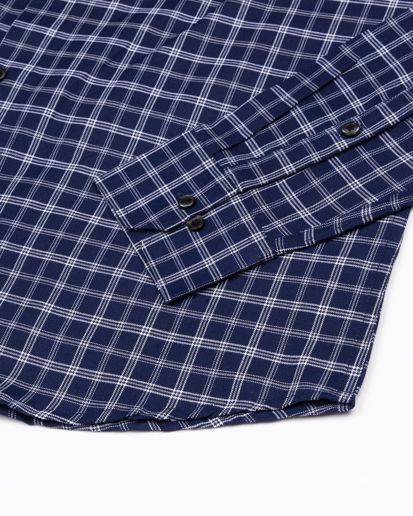 Tauris Navy Blue Checked Button Down Cotton Shirt - John Ellies