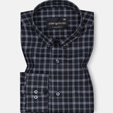 Tauris Black Checked Button Down Cotton Shirt - John Ellies