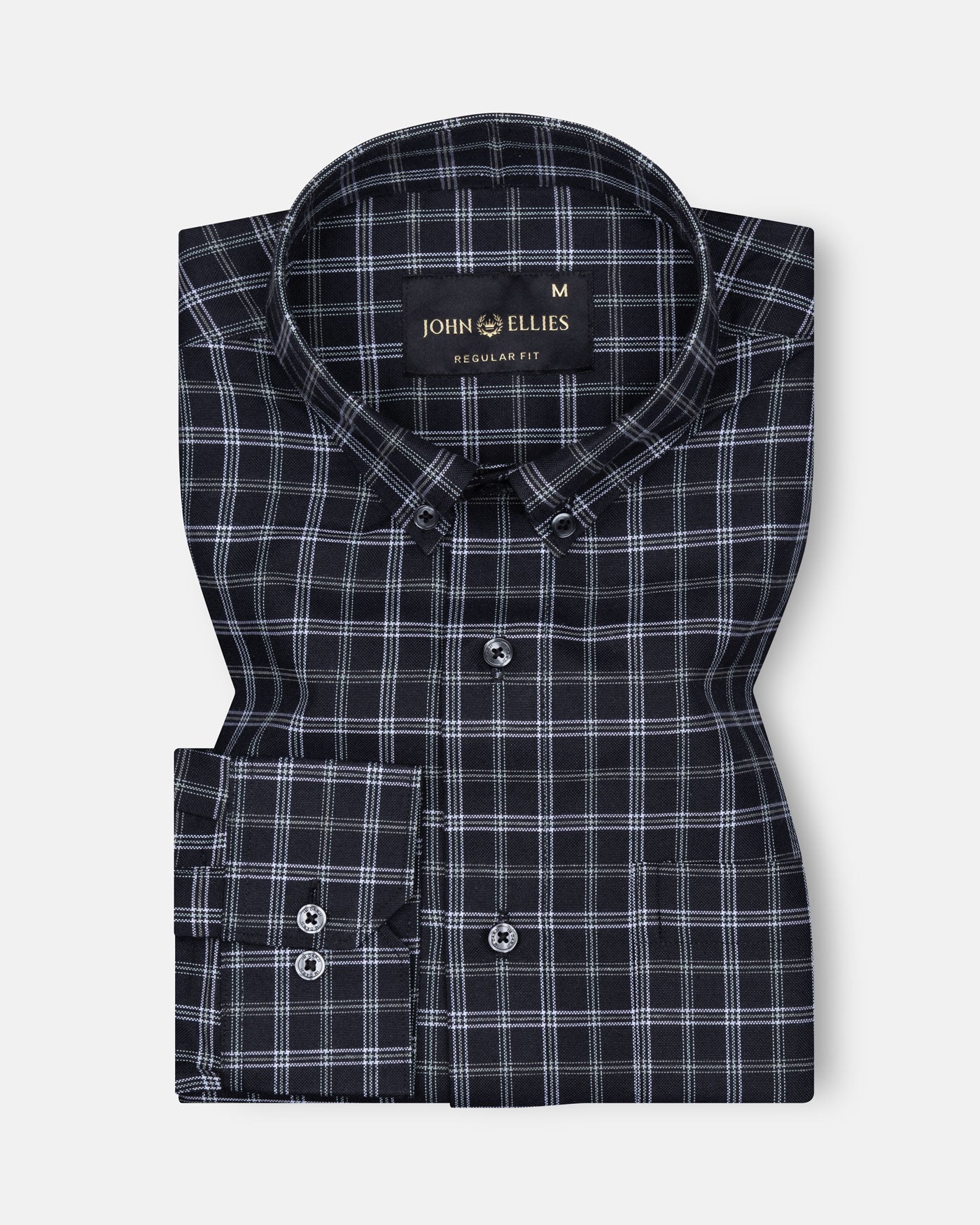 Tauris Black Checked Button Down Cotton Shirt - John Ellies