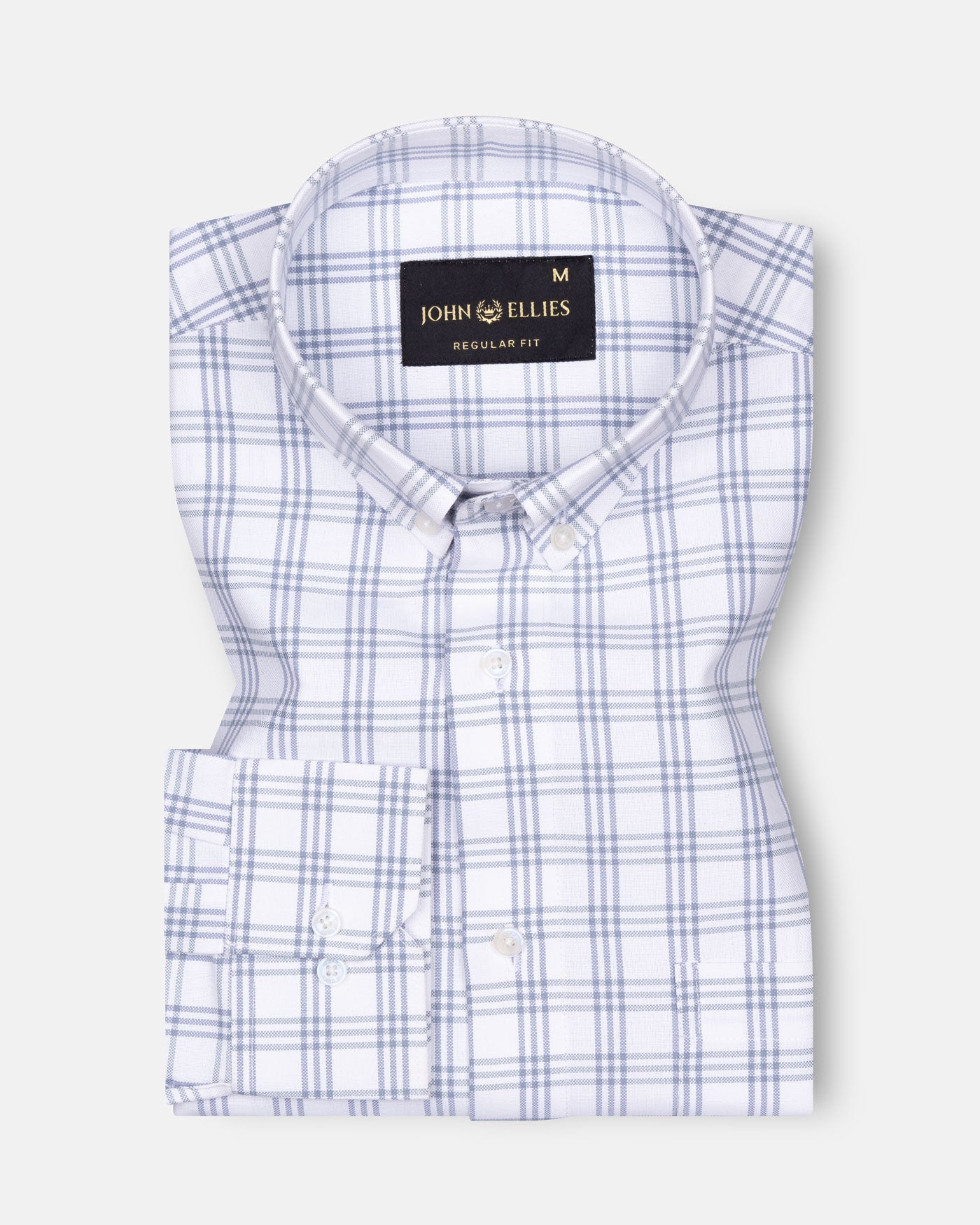 Tauris White Checked Button Down Cotton Shirt - John Ellies