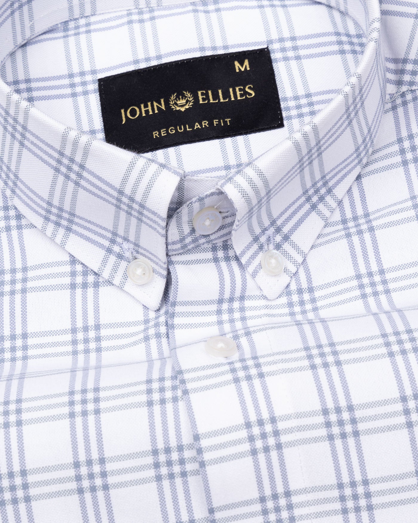 Tauris White Checked Button Down Cotton Shirt - John Ellies