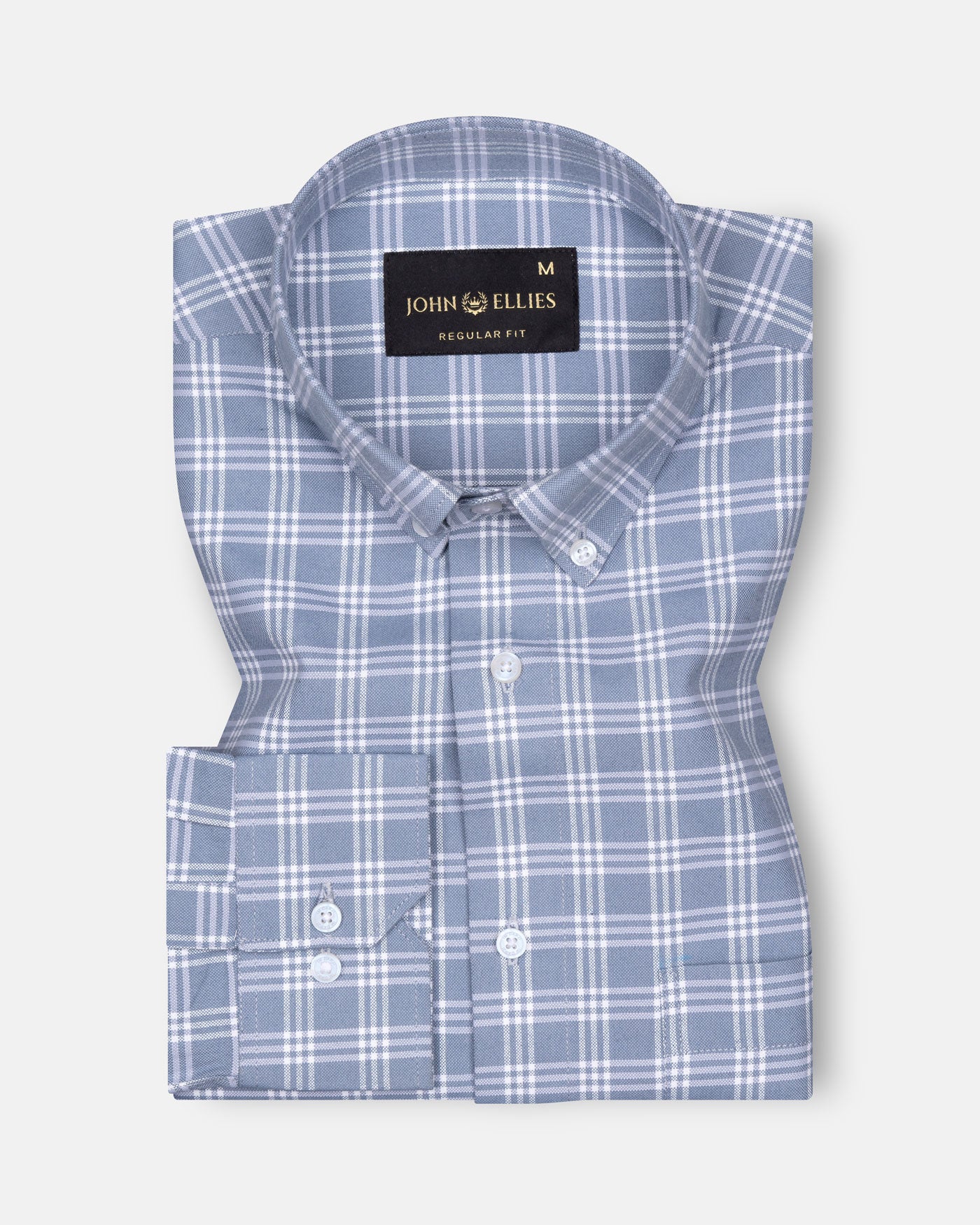 Tauris Grey Checked Button Down Cotton Shirt - John Ellies