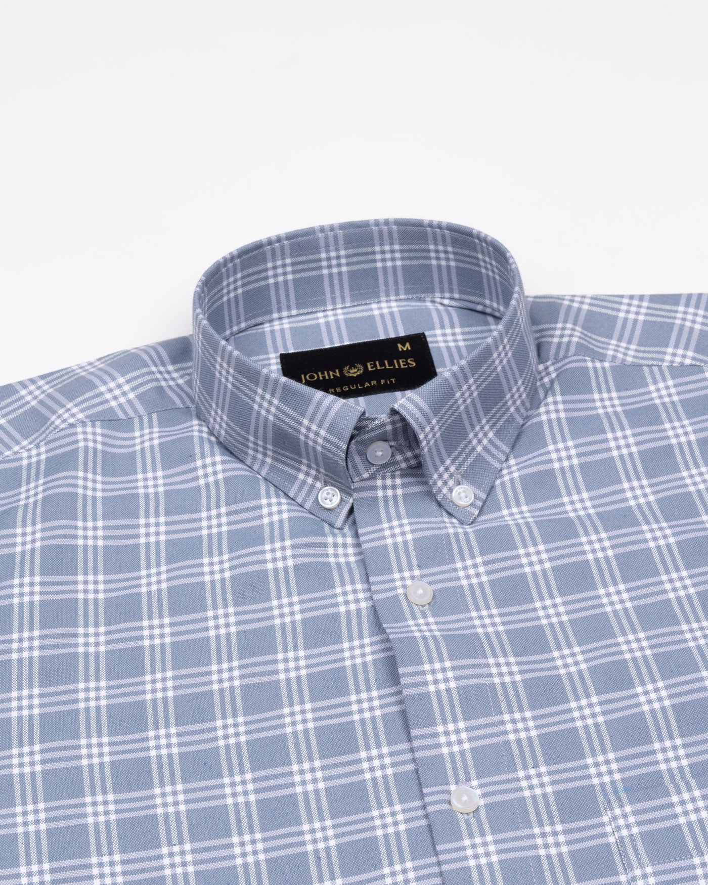 Tauris Grey Checked Button Down Cotton Shirt - John Ellies