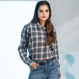 Elan Grey Check Cotton Women Shirt - John Ellies