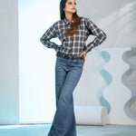 Elan Grey Check Cotton Women Shirt - John Ellies