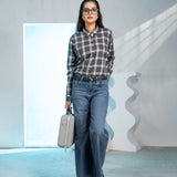 Elan Grey Check Cotton Women Shirt - John Ellies