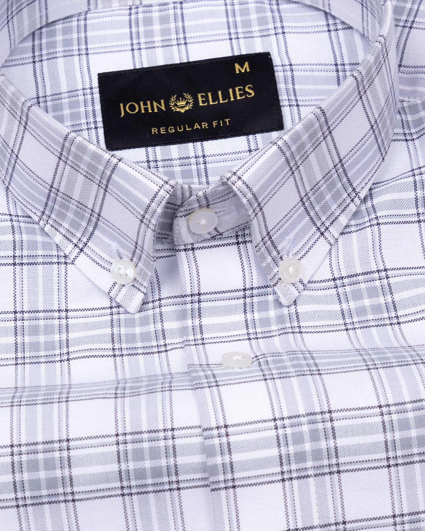 Kentar White Plaid Button Down Cotton Shirt - John Ellies