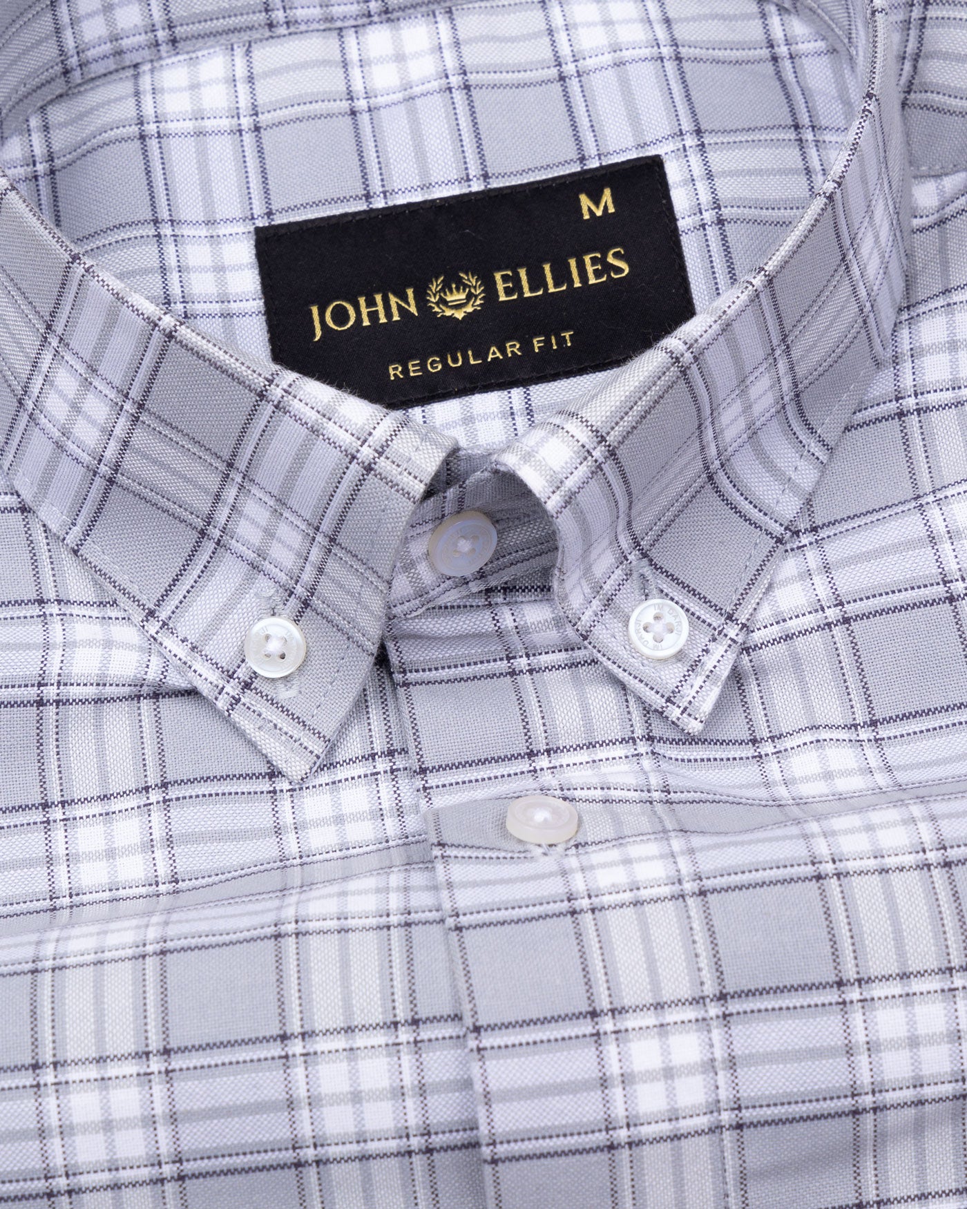 Kentar Grey Plaid Button Down Cotton Shirt - John Ellies