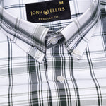 Kentar Dark Green Plaid Button Down Cotton Shirt - John Ellies