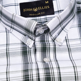 Kentar Dark Green Plaid Button Down Cotton Shirt - John Ellies