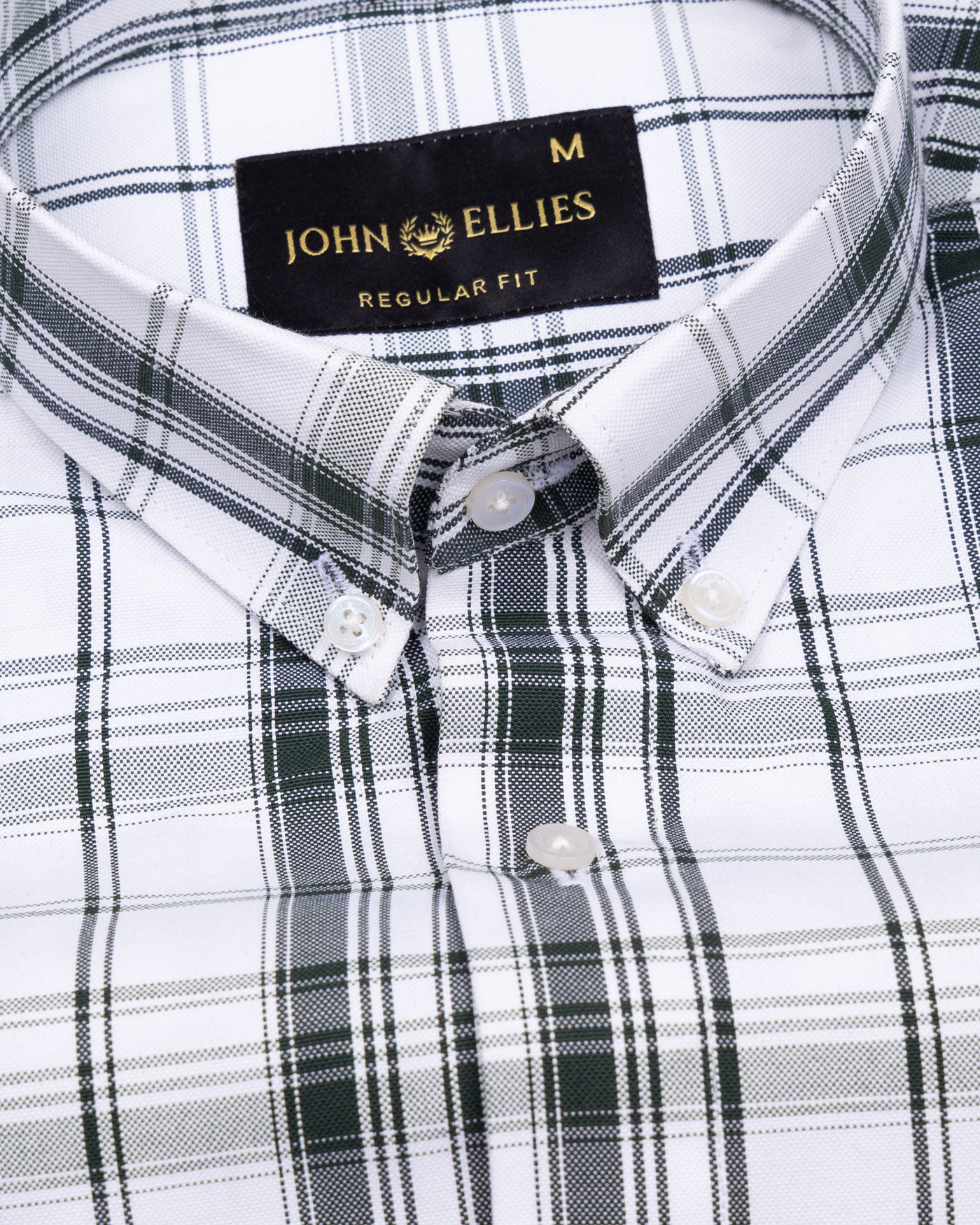 Kentar Dark Green Plaid Button Down Cotton Shirt - John Ellies