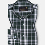 Kentar Green Plaid Button Down Cotton Shirt - John Ellies