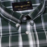 Kentar Green Plaid Button Down Cotton Shirt - John Ellies