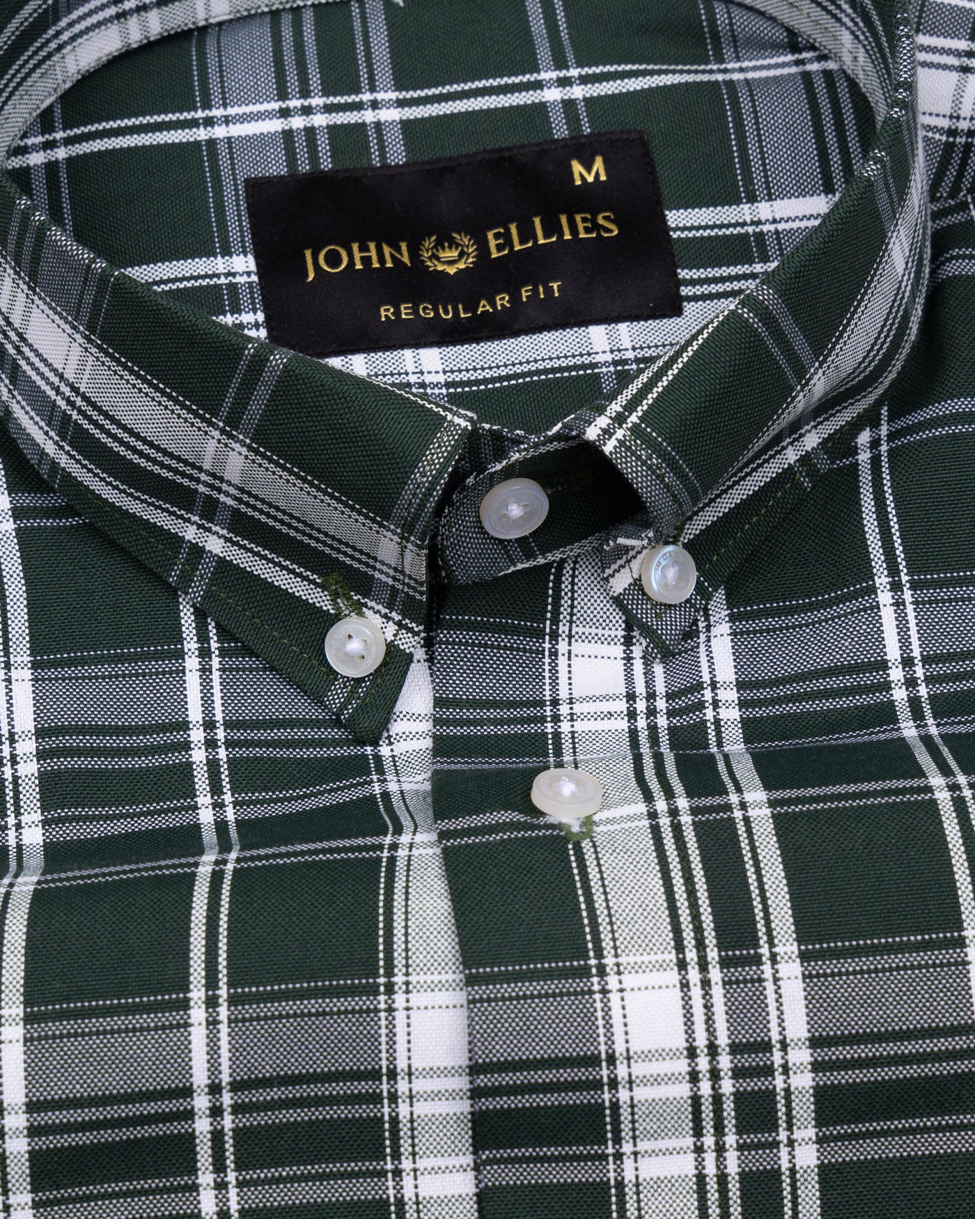 Kentar Green Plaid Button Down Cotton Shirt - John Ellies