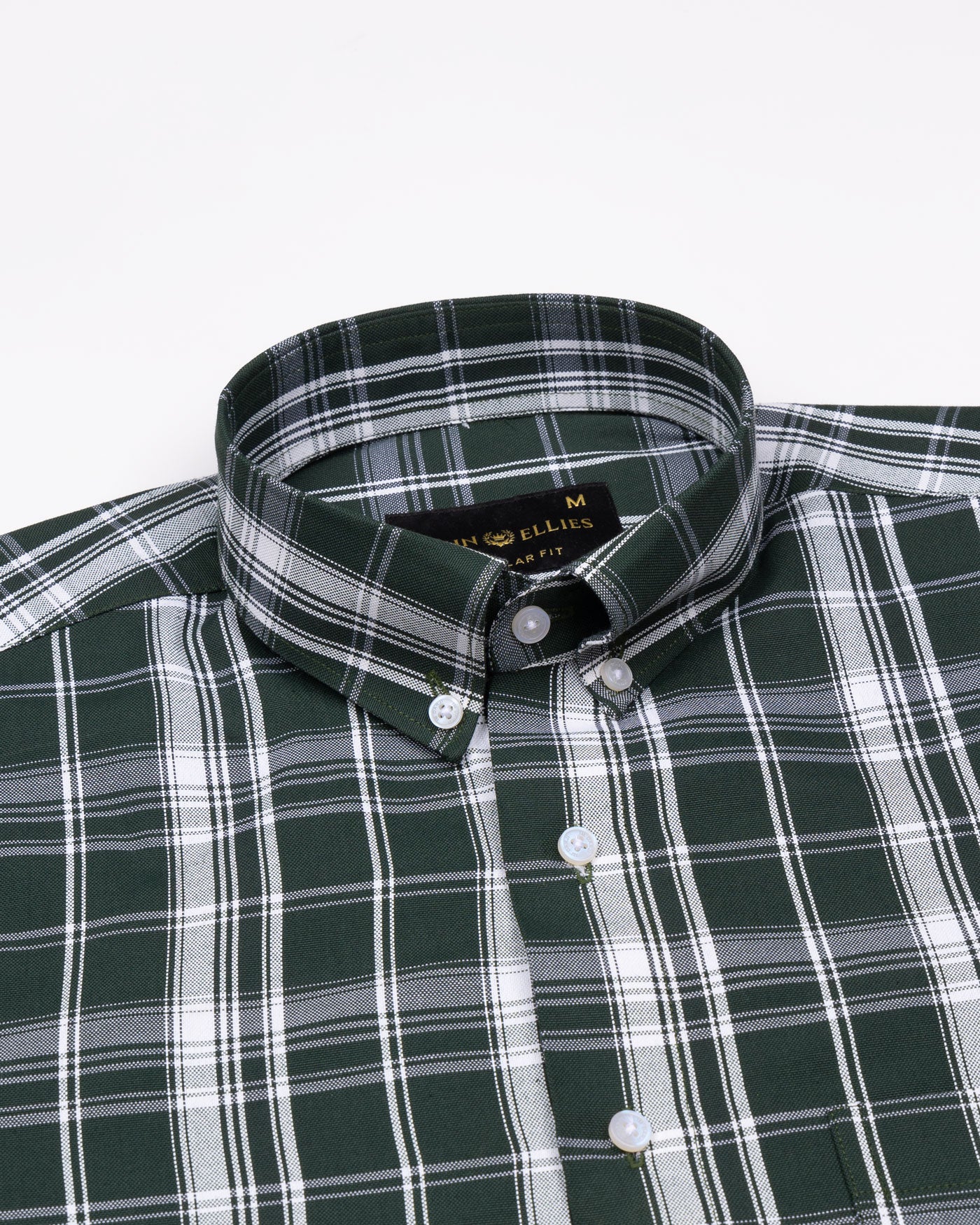 Kentar Green Plaid Button Down Cotton Shirt - John Ellies