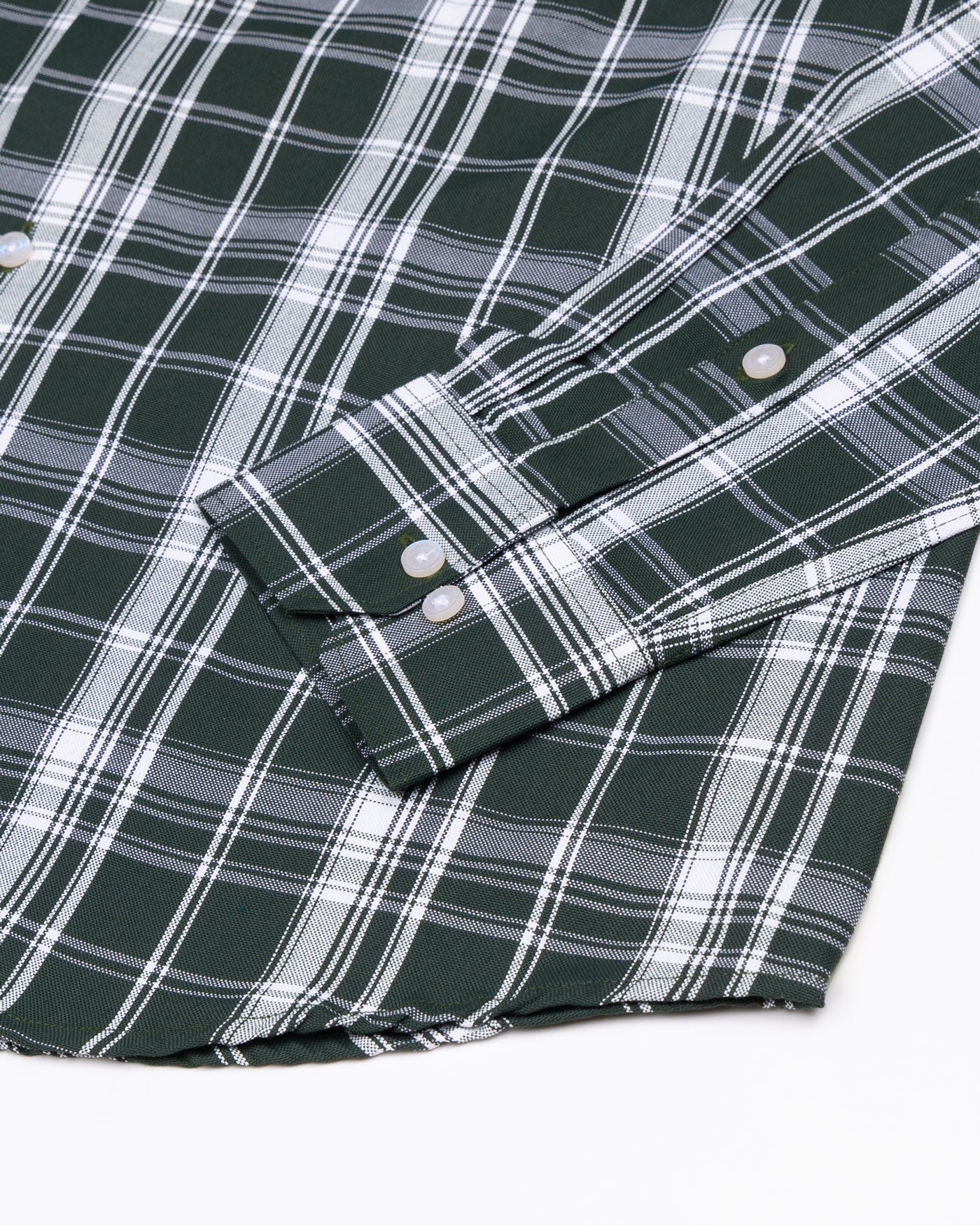 Kentar Green Plaid Button Down Cotton Shirt - John Ellies