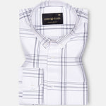 Kentar White and Black Plaid Button Down Cotton Shirt - John Ellies