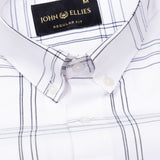 Kentar White and Black Plaid Button Down Cotton Shirt - John Ellies