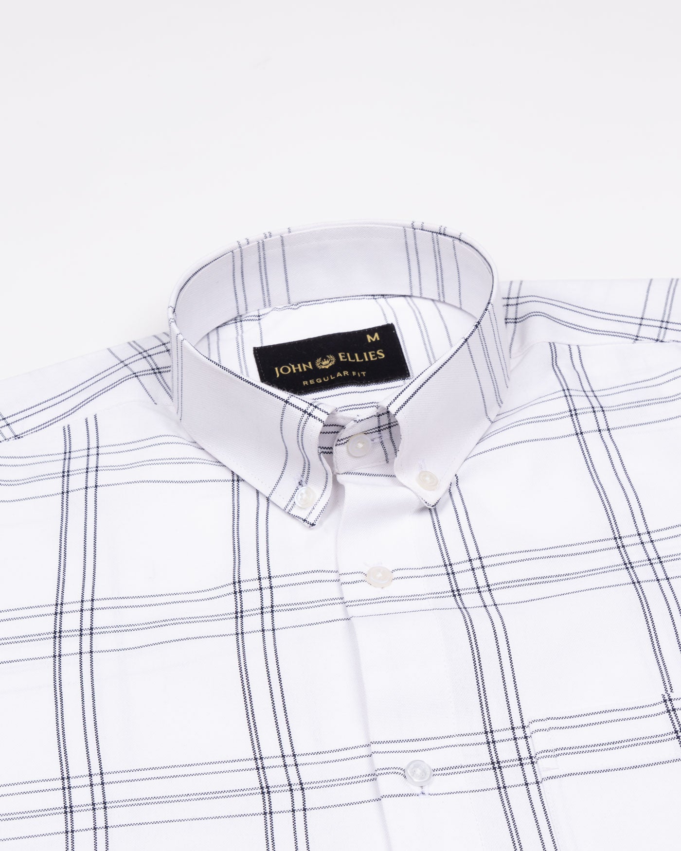 Kentar White and Black Plaid Button Down Cotton Shirt - John Ellies